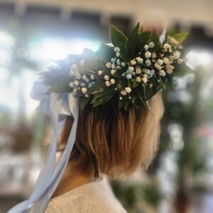 Coroncina velo bianco e azzurro